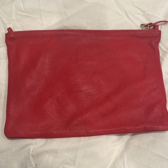 Clare V. Red Leather Clutch w/ Tabs - Yellow Interior - Picture 2 of 8